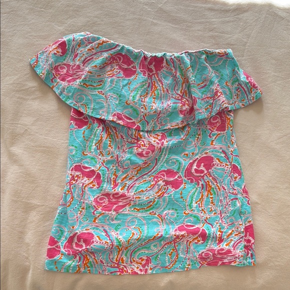 Lilly Pulitzer Strapless Top 100% Cotton - Picture 1 of 3